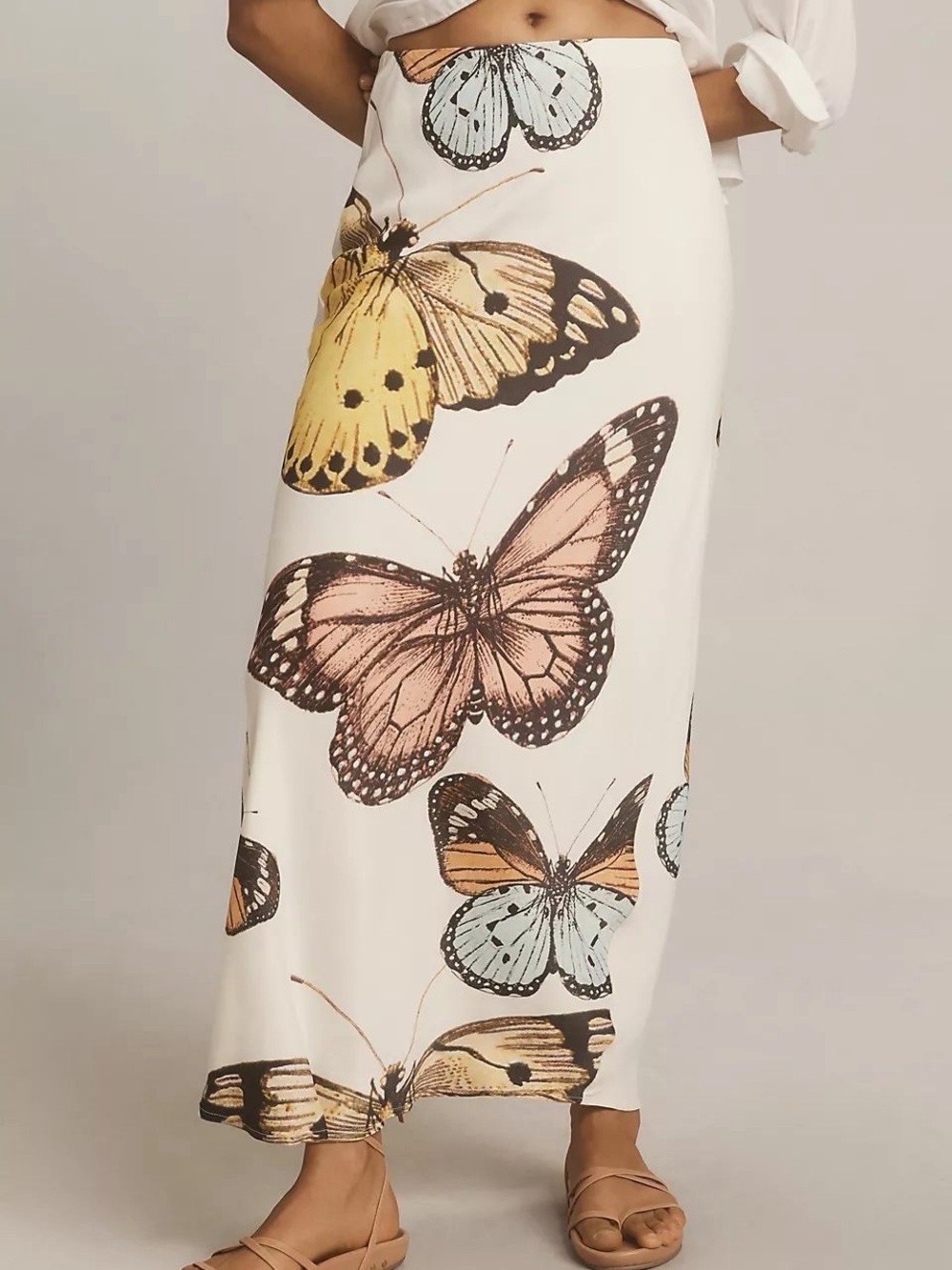Anthropologie Tilda Maxi Slip Skirt Butterfly Print